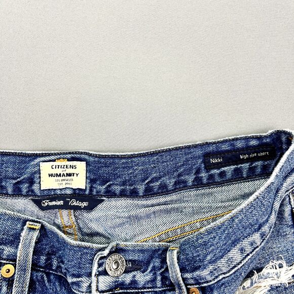 CITIZENS OF HUMANITY NIKKI DENIM HIGH RISE‎ SHORTS PREMIUM VINTAGE SIZE 28 - Picture 7 of 13